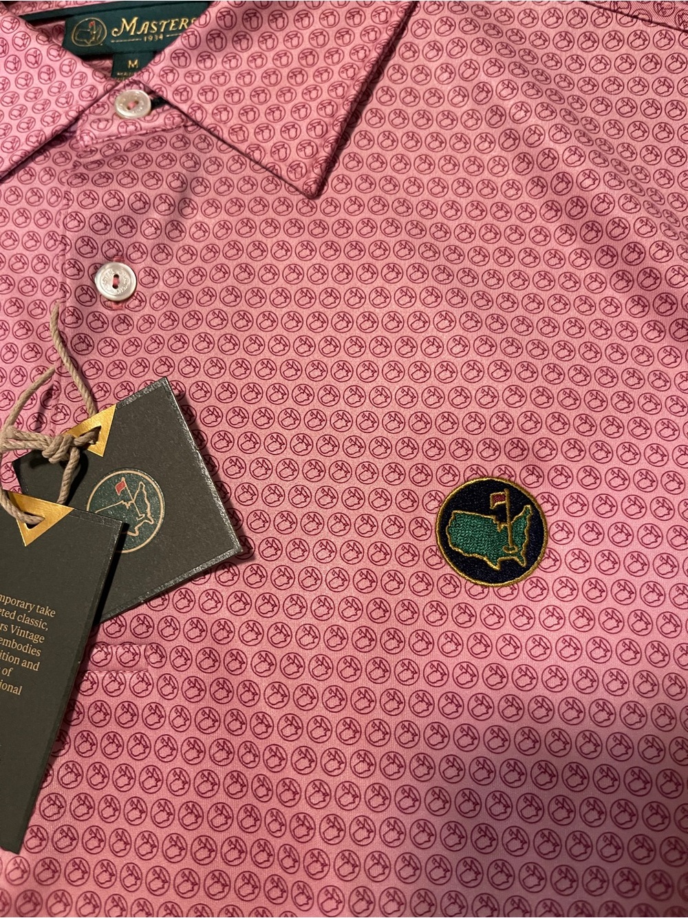 NWT ANGC Augusta National Berckmans Place Polo Pink/Burgandy Polo Sz: Medium 🌺